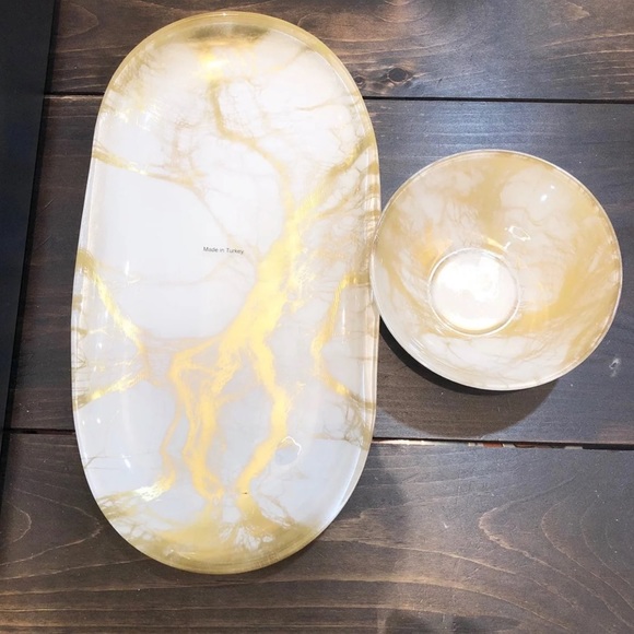 X S O L D X Marble Relish Dishes Set of Two - Picture 2 of 3